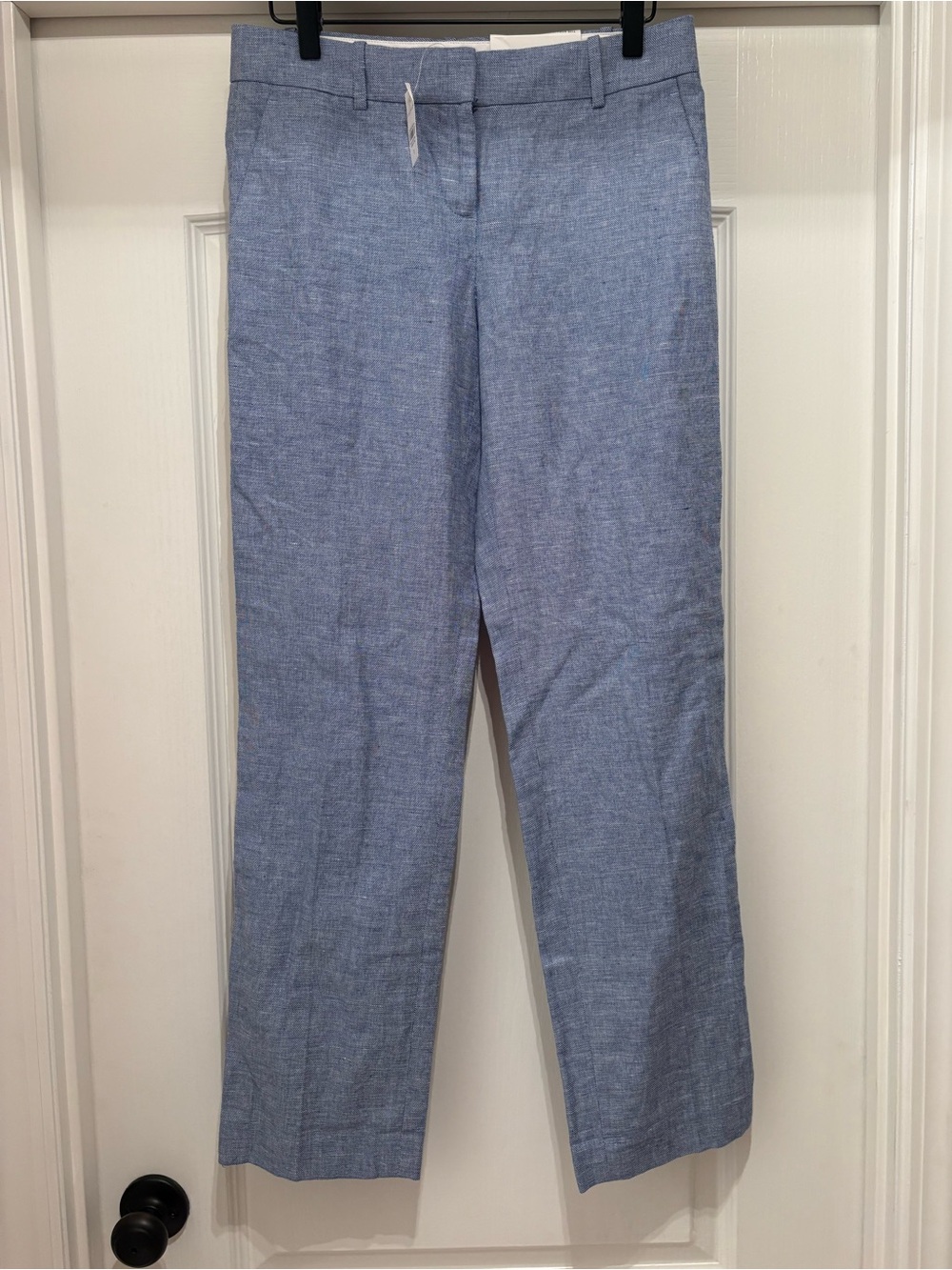 Women’s Ann Taylor blue/chambray linen-blend “The Straight” pants size 0 NWT